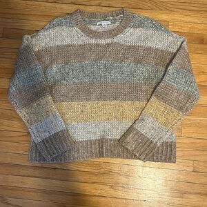 small american eagle beige striped knit sweater